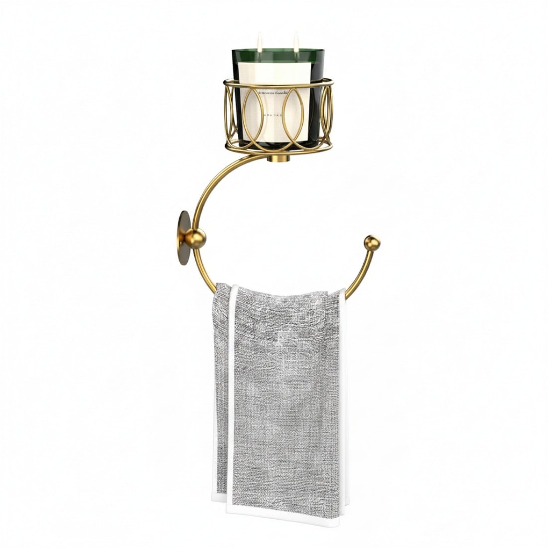 Hand Towel Holder For Bathroom Wall, Bathroom Decor, Wall Mounted Towel Hook With Cut Candle Holder_voghion.com